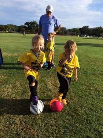 Naomi's ( on the left ) first soccer game.