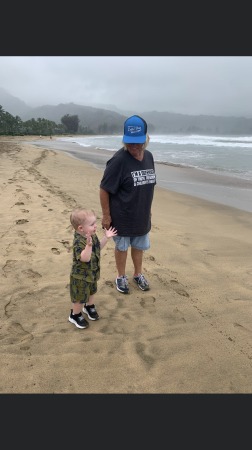 Walking with great grandson in Kauai 