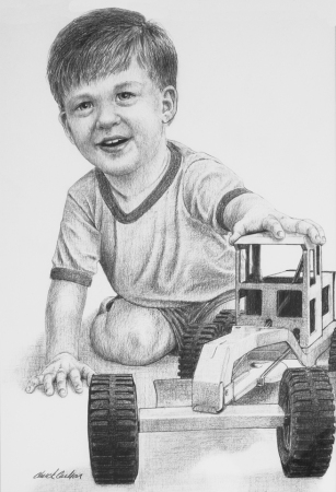 Pencil portrait of my son at age 3