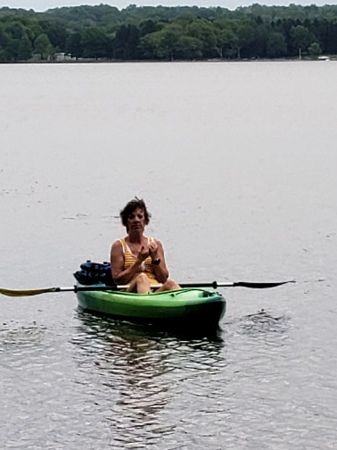Linda kayaking at Alum Creek State Park