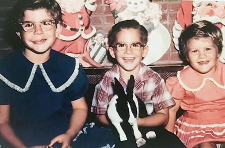 We 3 kids, 1958.  With bunny Stanley.