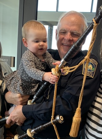 My granddaughter, Madison loves my bagpipes!