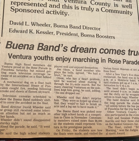 Tim Brown's album, Buena marching band 1983