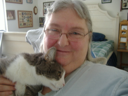 Deb and our cat Bailey 