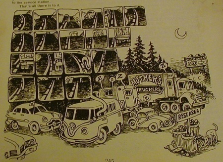 REST AREA VW CAMPER BUS DRAWING