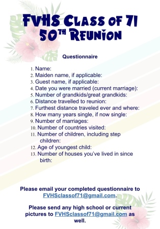 Reunion Questionnaire Flyer 