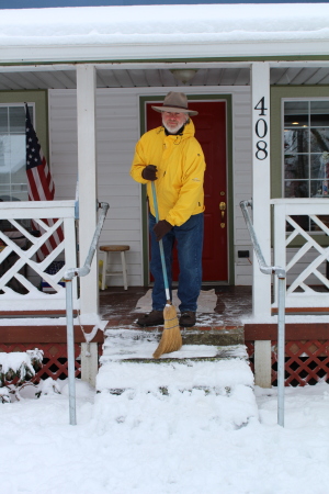 Dave Welcoming Snow.  FEB 2018.