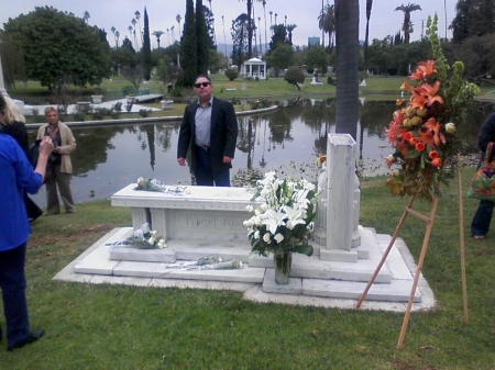 at the grave of Tyrone Power