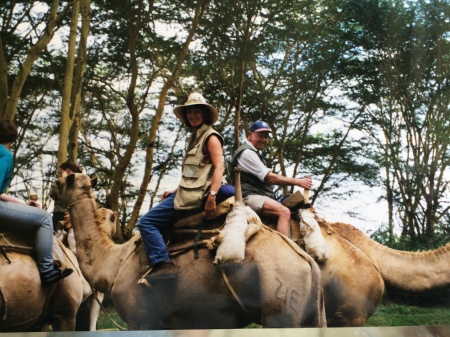 Riding camels on a private reserve in  Kenya