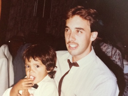 Dylan and I at sister Linda’s wedding in 1982
