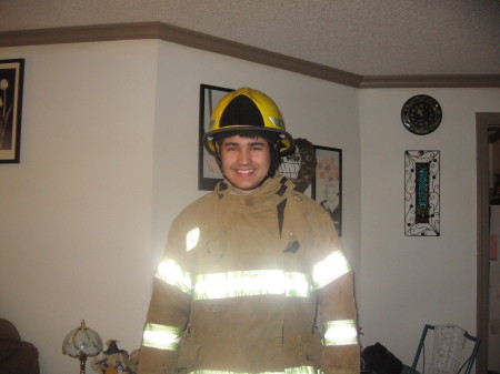 Grandson Sonny during Firefighting training