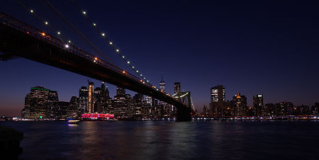 Blue Hour Under the Brooklyn Bridge