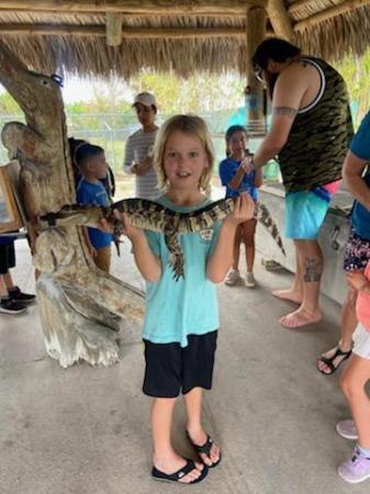 Benny with live baby gator