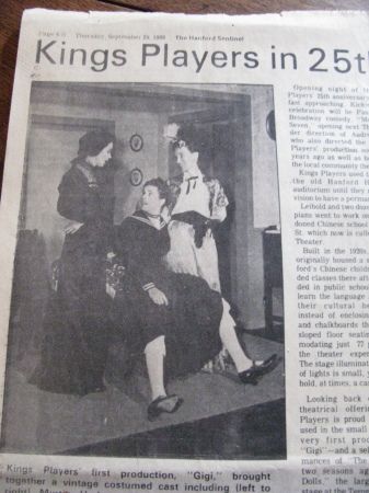Newspaper clipping for "Gigi" at the Temple Playhouse, Hanford
