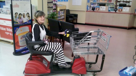 Mary's first "cart" ride