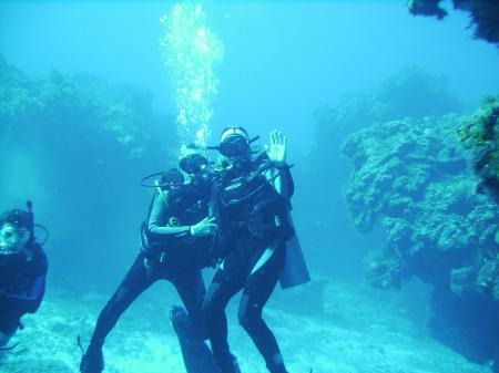 Me and a friend diving Cozumel