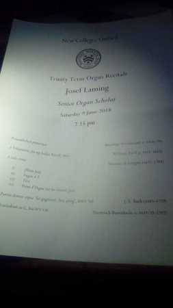 New College, Oxford U., Organ Recital