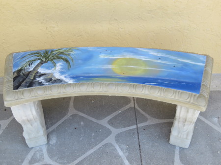 Seascape painted bench for Hair Salon