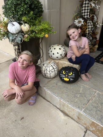 Addy and Callie with their pumpkins 2022