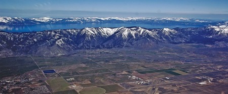 Lake Tahoe looking west from the Carson Valley