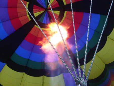 Inside view of a hot air balloon