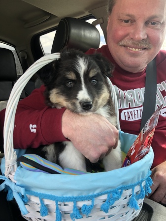 My hubby Scott & new puppy Lord Vader  4/15/22