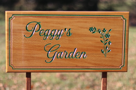 A carved and painted sign.