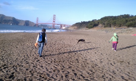 Baker Beach with my dog and granddaughter 2012