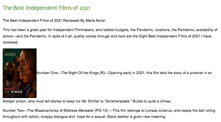 Mistress Maneater Named A Top 2021 Indie Film!