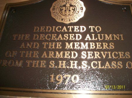 SHHS CLASS OF 1970 DEDICATION PLAQUE