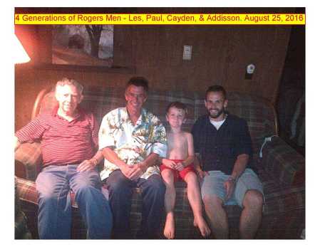 4 generations. Uncle Les, me, grandson Cyden, 