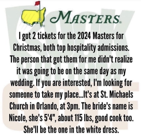 Masters Tickets - Take My Place