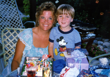 Sunburnt Emily w son Zachary late 1980's