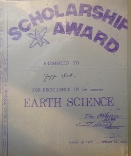 Scholarship Award Earth Science