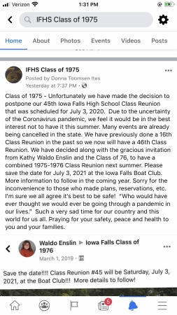 Iowa Falls High School Reunion