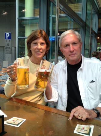 Drinking beer with Betsy in Berlin Germany.