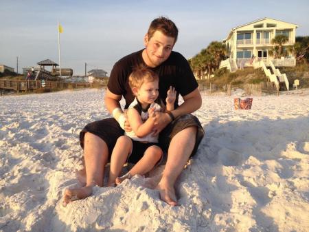 MATT AND HIS AWESOME SON AIDAN ON THE BEACH IN 2013.  MATT IS AN AWESOME SINGLE DAD.