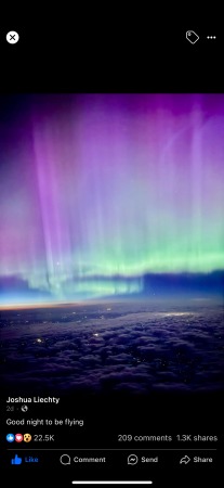 Northern lights from the air