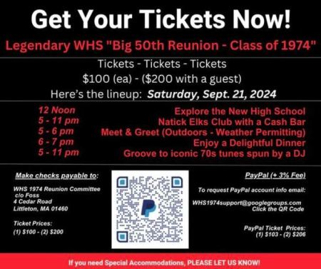  Wellesley High School - Class of 1974 - "The Big 50th Reunion"