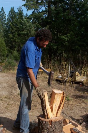 splitting wood