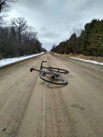 45 miles in on a 100 mile spring ride. Cold. 
