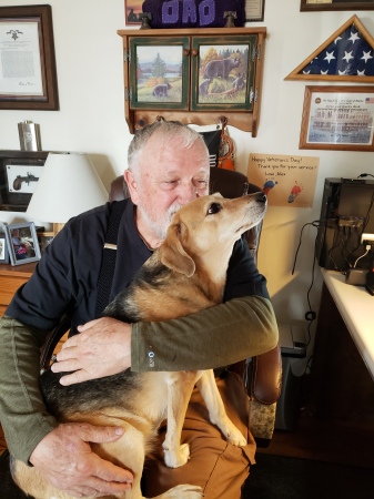 Old man and his old dog. 