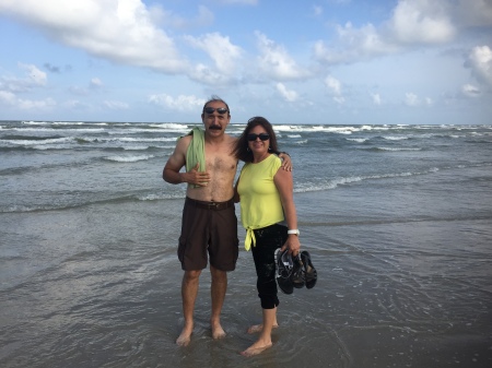 My wife and I at the beach in Corpus Christi.