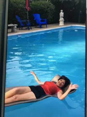 Lorraine—enjoying backyard pool