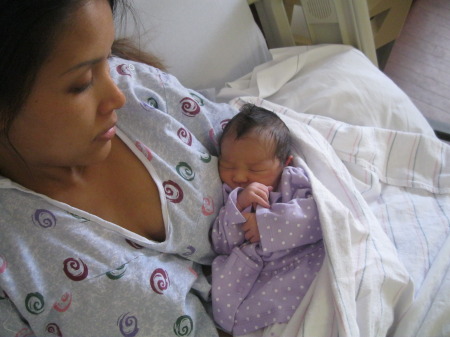 Mom and baby recovering in the hospital