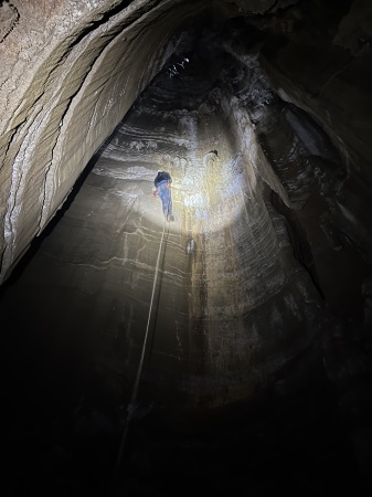Climbing out of Pearson's Pit, GA (198')