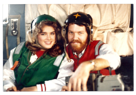 with Brooke Shields during a helicopter ride 