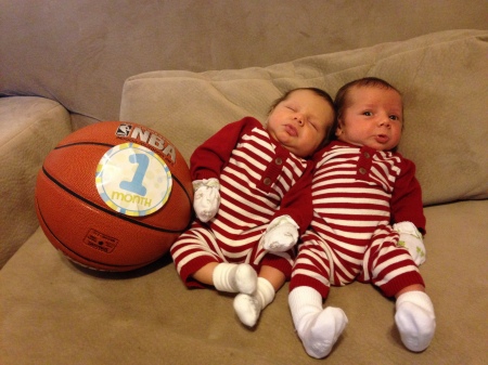 One month old twin grandsons.