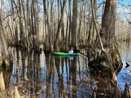 Me kayaking way up the Waccamaw River