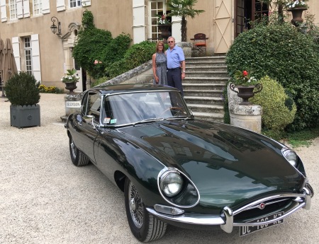 Lunch in Pontaubert my cousin's and my E type
